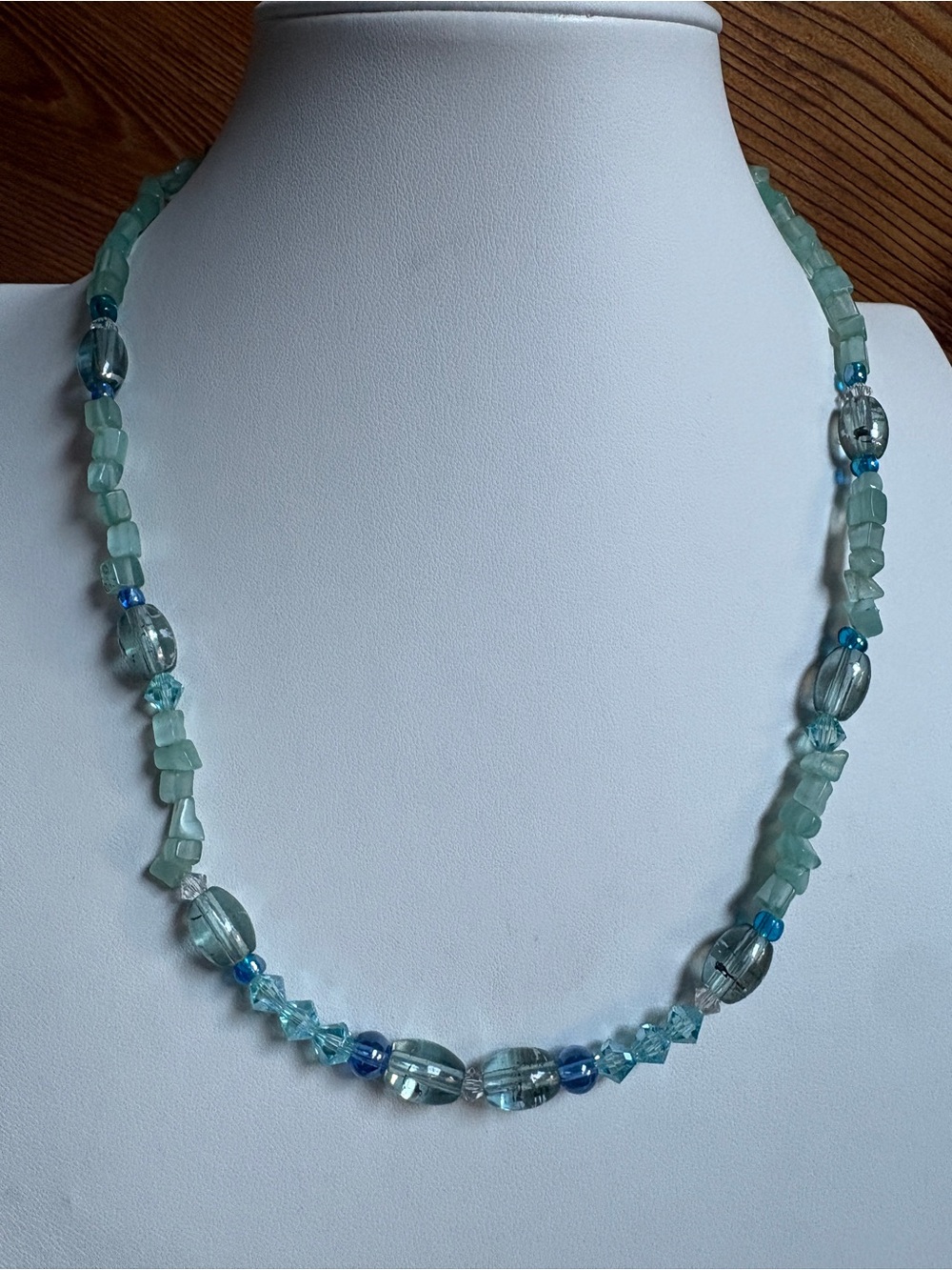 Handcrafted Aqua Bead Necklace - Elegant Light Blue Necklace